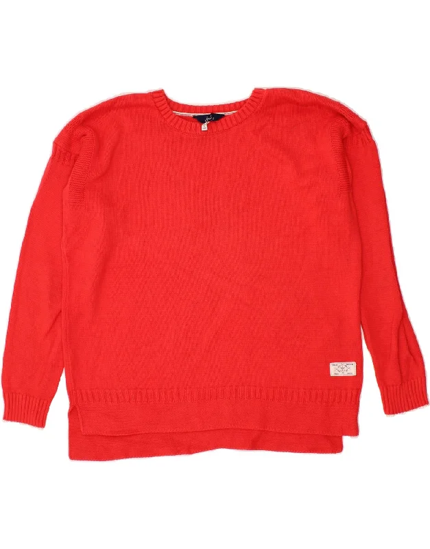 JULES Womens Oversized Boat Neck Jumper Sweater UK 10 Small Red Cotton Notch Collar Peter Pan Collar Cowl Neck JULES Womens Oversized Boat Neck Jumper Sweater UK 10 Small Red Cotton Notch Collar Peter Pan Collar Cowl Neck