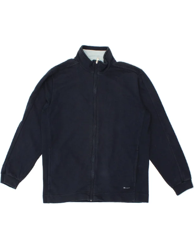 CHAMPION Womens Tracksuit Top Jacket UK 14 Medium Navy Blue Cotton Welt Pockets Slit Pockets Flap Pockets CHAMPION Womens Tracksuit Top Jacket UK 14 Medium Navy Blue Cotton Welt Pockets Slit Pockets Flap Pockets