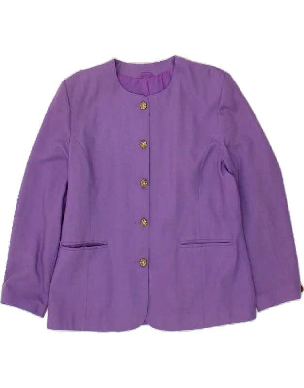 VINTAGE Womens 5 Button Blazer Jacket UK 14 Large Purple Cotton Jacket Linen Jacket Terry Jacket VINTAGE Womens 5 Button Blazer Jacket UK 14 Large Purple Cotton Jacket Linen Jacket Terry Jacket