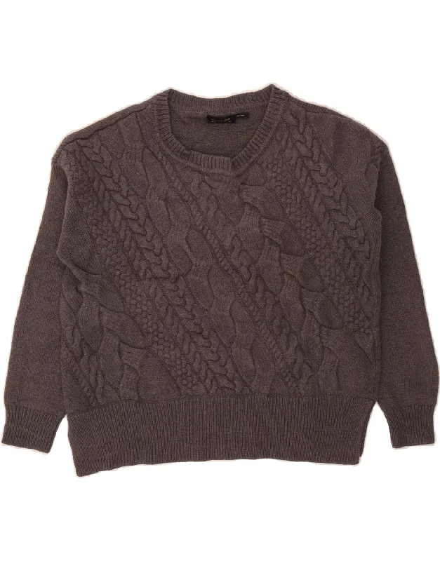 MASSIMO DUTTI Womens Crop Crew Neck Jumper Sweater UK 14 Medium Grey Wool Machine Wash Dry Clean Hand Wash MASSIMO DUTTI Womens Crop Crew Neck Jumper Sweater UK 14 Medium Grey Wool Machine Wash Dry Clean Hand Wash