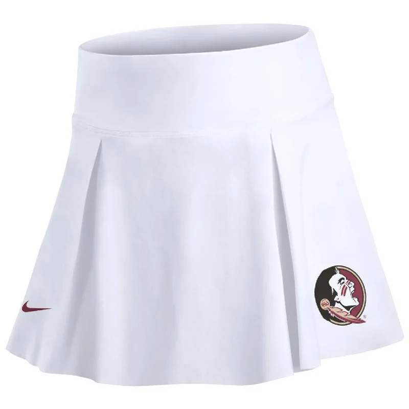 Nike Women's Seminole Logo Club Tennis Skirt - White pleated skirt texture