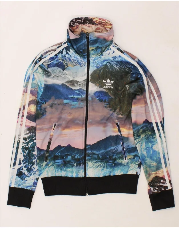 ADIDAS Womens Graphic Tracksuit Top Jacket UK 10 Small Multicoloured V-Neck Jacket Boat Neck Jacket Square Neck Jacket ADIDAS Womens Graphic Tracksuit Top Jacket UK 10 Small Multicoloured V-Neck Jacket Boat Neck Jacket Square Neck Jacket