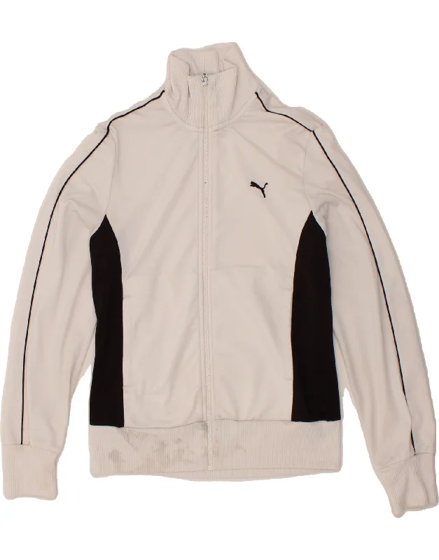 PUMA Womens Tracksuit Top Jacket UK 12 Medium White Colourblock Polyester Wool Fabric Cashmere Fabric Tweed Fabric PUMA Womens Tracksuit Top Jacket UK 12 Medium White Colourblock Polyester Wool Fabric Cashmere Fabric Tweed Fabric