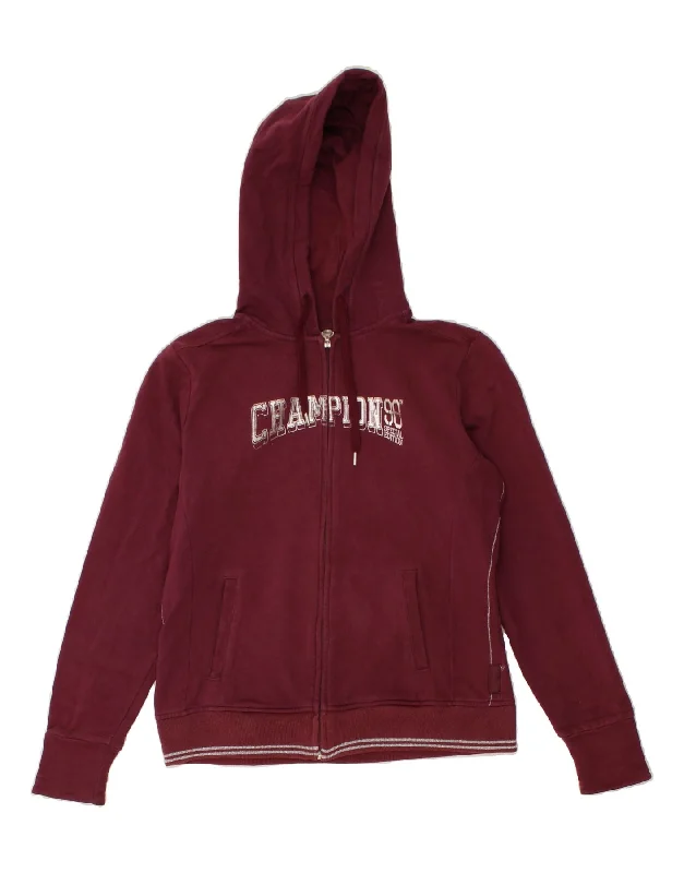 CHAMPION Womens Graphic Zip Hoodie Sweater UK 16 Large Burgundy Cotton Houndstooth Herringbone Solid CHAMPION Womens Graphic Zip Hoodie Sweater UK 16 Large Burgundy Cotton Houndstooth Herringbone Solid