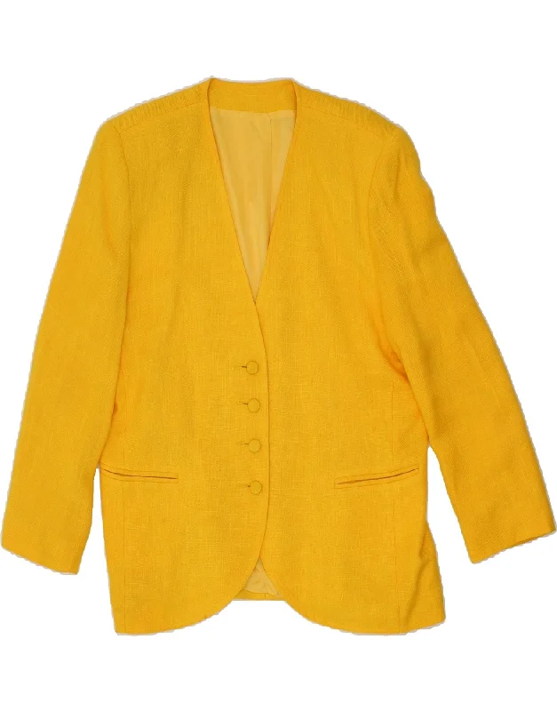 LIBRA Womens Longline 4 Button Blazer Jacket UK 16 Large Yellow Front Pockets Side Pockets Patch Pockets LIBRA Womens Longline 4 Button Blazer Jacket UK 16 Large Yellow Front Pockets Side Pockets Patch Pockets