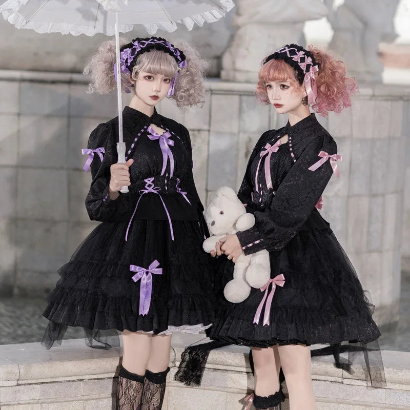 Wjczt lolita long-sleeved dress Multi-layer cake dress Cute dark Lolita dress Tunics Office stylish Wjczt lolita long-sleeved dress Multi-layer cake dress Cute dark Lolita dress Tunics Office stylish