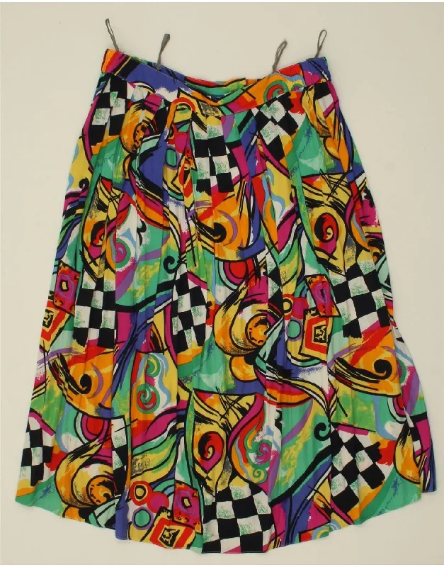 VINTAGE Womens Abstract Pattern Pleated Skirt W34 Large Multicoloured chiffon skirt delicate VINTAGE Womens Abstract Pattern Pleated Skirt W34 Large Multicoloured chiffon skirt delicate