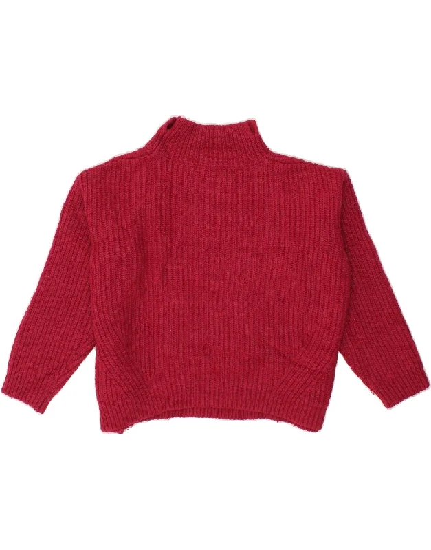 BENETTON Womens Turtle Neck Jumper Sweater UK 18 XL Red Acrylic Front Pockets Side Pockets Patch Pockets BENETTON Womens Turtle Neck Jumper Sweater UK 18 XL Red Acrylic Front Pockets Side Pockets Patch Pockets
