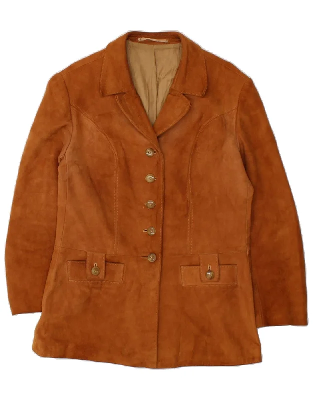 VINTAGE Womens Suede Jacket IT 44 Medium Brown Faux Fur Fabric Real Fur Fabric Shearling Fabric VINTAGE Womens Suede Jacket IT 44 Medium Brown Faux Fur Fabric Real Fur Fabric Shearling Fabric