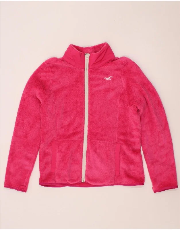 HOLLISTER Womens Fleece Jacket UK 18 XL Pink Polyester Snapped Jacket Toggled Jacket Drawstring Jacket HOLLISTER Womens Fleece Jacket UK 18 XL Pink Polyester Snapped Jacket Toggled Jacket Drawstring Jacket