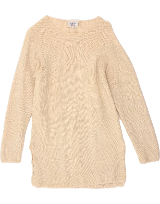LUISA SPAGNOLI Womens Longline Boat Neck Jumper Sweater UK 10 Small Beige Front Pockets Side Pockets Patch Pockets LUISA SPAGNOLI Womens Longline Boat Neck Jumper Sweater UK 10 Small Beige Front Pockets Side Pockets Patch Pockets