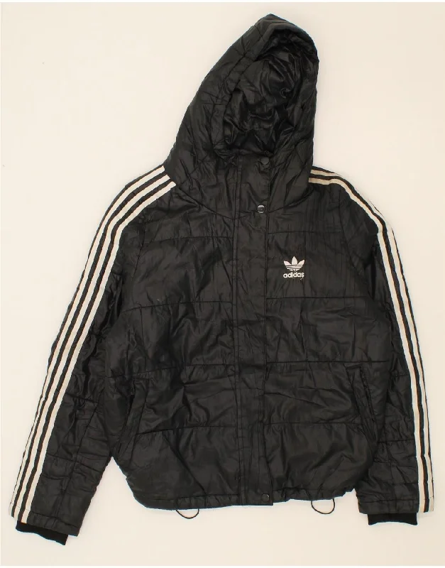 ADIDAS Womens Hooded Windbreaker Jacket UK 12 Medium Black Polyester One-Shoulder Jacket Off-the-Shoulder Jacket Asymmetrical Jacket ADIDAS Womens Hooded Windbreaker Jacket UK 12 Medium Black Polyester One-Shoulder Jacket Off-the-Shoulder Jacket Asymmetrical Jacket