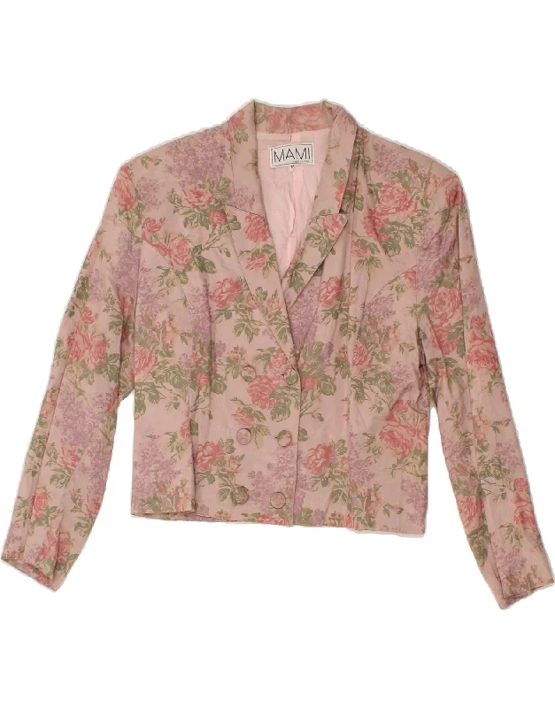 VINTAGE Womens Double Breasted Blazer Jacket UK 14 Medium Pink Floral Mesh Jacket Canvas Jacket Denim Jacket VINTAGE Womens Double Breasted Blazer Jacket UK 14 Medium Pink Floral Mesh Jacket Canvas Jacket Denim Jacket