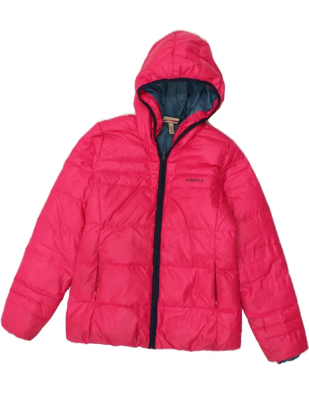 ADIDAS Womens Hooded Padded Jacket UK 14 Medium Pink Polyester Chenille Jacket Brocade Jacket Lace Jacket ADIDAS Womens Hooded Padded Jacket UK 14 Medium Pink Polyester Chenille Jacket Brocade Jacket Lace Jacket