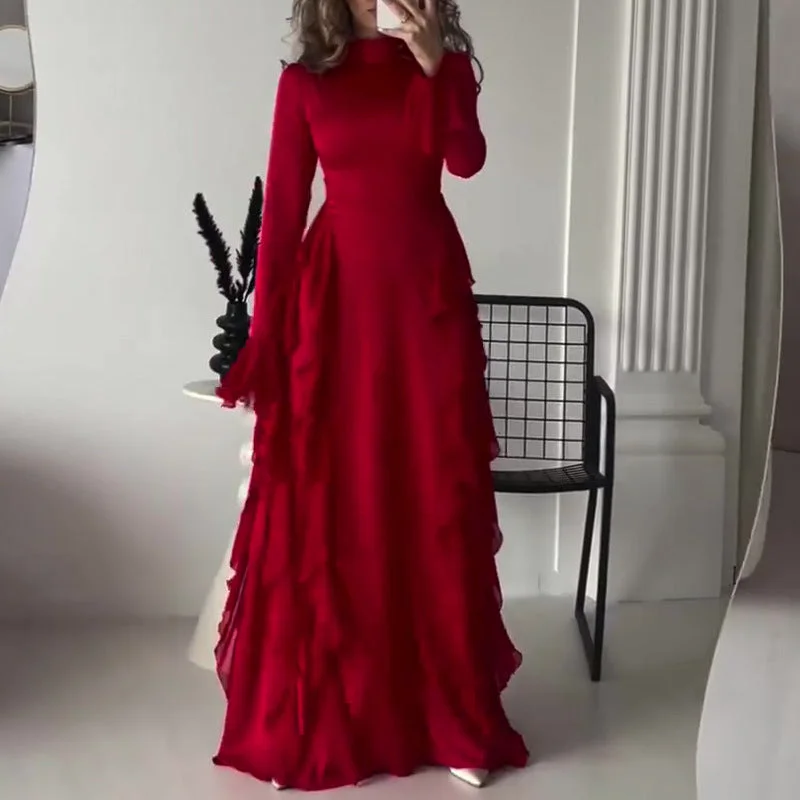 Wjczt dress to impress Women's Autumn round Neck Bell Sleeve Elegant High Waist Stitching Slimming Dress Women Tunics Short Trendy Wjczt dress to impress Women's Autumn round Neck Bell Sleeve Elegant High Waist Stitching Slimming Dress Women Tunics Short Trendy