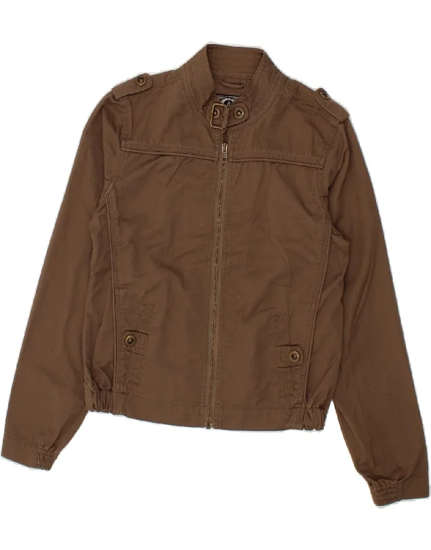 VOLCOM Womens Military Jacket UK 14 Medium Brown Ribbed Jacket Pleated Jacket Ruffled Jacket VOLCOM Womens Military Jacket UK 14 Medium Brown Ribbed Jacket Pleated Jacket Ruffled Jacket