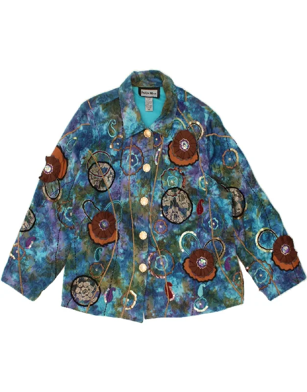 INDIGO MOON Womens 5 Button Oversized Blazer Jacket UK 18 XL Blue Floral Fitted Jacket Loose Jacket Oversized Jacket INDIGO MOON Womens 5 Button Oversized Blazer Jacket UK 18 XL Blue Floral Fitted Jacket Loose Jacket Oversized Jacket
