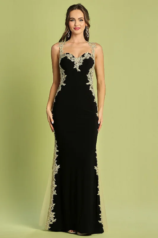 Adora 3115 Long Formal Mermaid Fit Applique Prom Dress