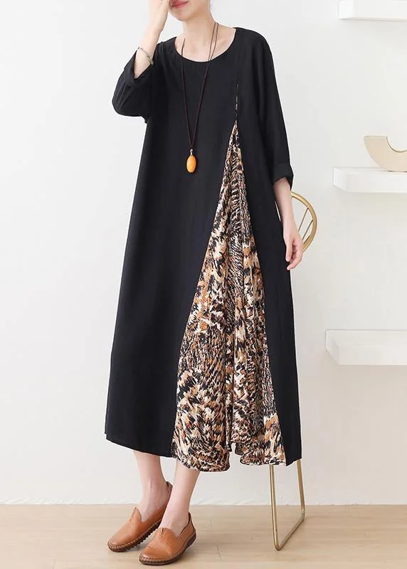 Style o neck patchwork clothes For Women Shirts black Traveling Dress