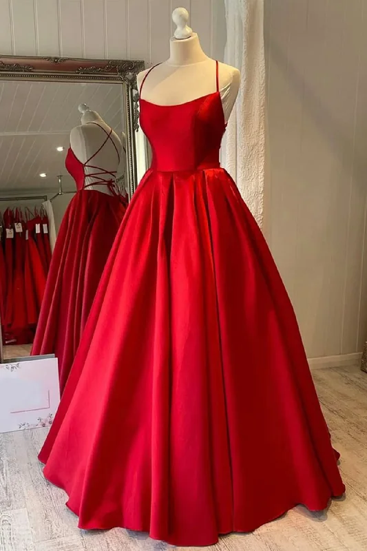 Simple Backless Red Satin Long Prom Dresses, Long Red Formal Graduation Evening Dresses c3445 Simple Backless Red Satin Long Prom Dresses, Long Red Formal Graduation Evening Dresses c3445