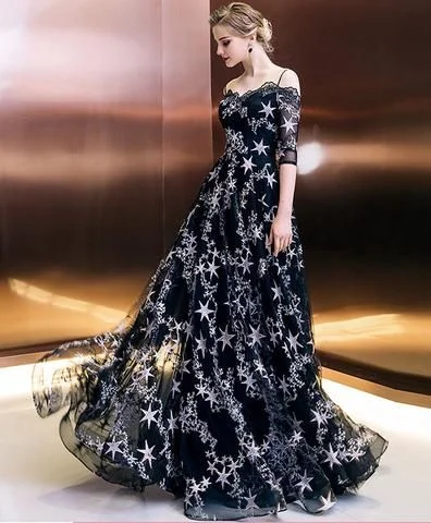 long prom dress, lace evening dress   cg11068