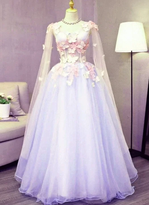 Lovely Tulle Lavender Long Formal prom Dress With Lace Applique, Sweet 16 Dresses cg10945 Lovely Tulle Lavender Long Formal prom Dress With Lace Applique, Sweet 16 Dresses cg10945