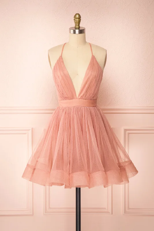 Anjali Blush | Short Flared Tulle Dress