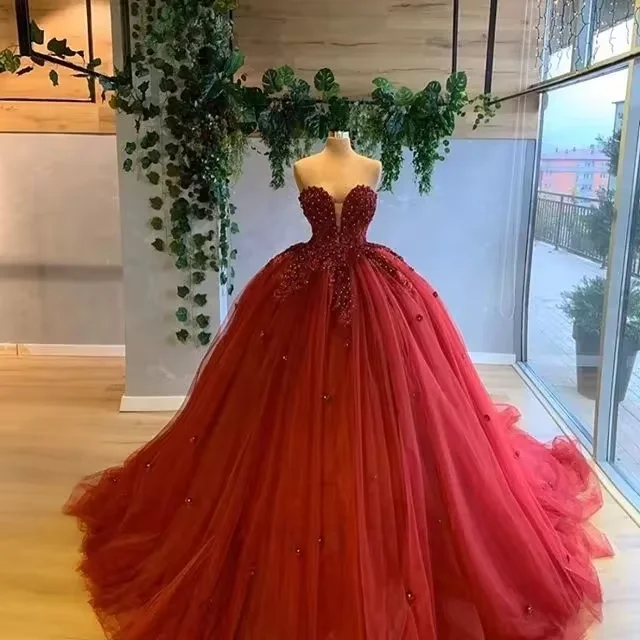 Sweetheart Ball Gown Quinceanera Dresses Fashion Handmake Flower Appliques Floor-Length Formal Wedding Party Gowns Sweetheart Ball Gown Quinceanera Dresses Fashion Handmake Flower Appliques Floor-Length Formal Wedding Party Gowns