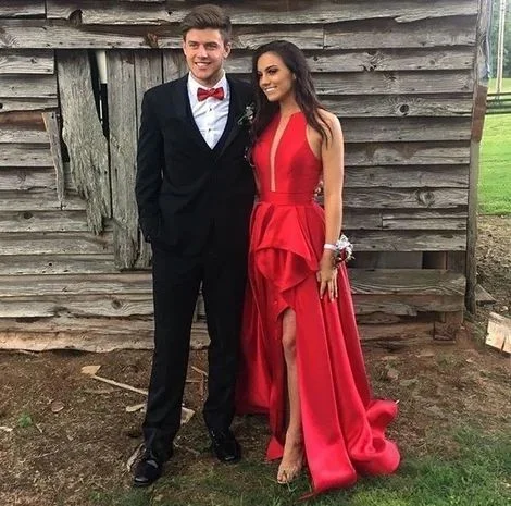 Red Prom Dress,Long Prom Dress with Slit    cg10542