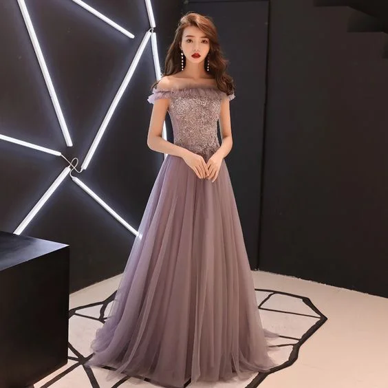 Stylish tulle lace long prom dress, evening dress   cg11094