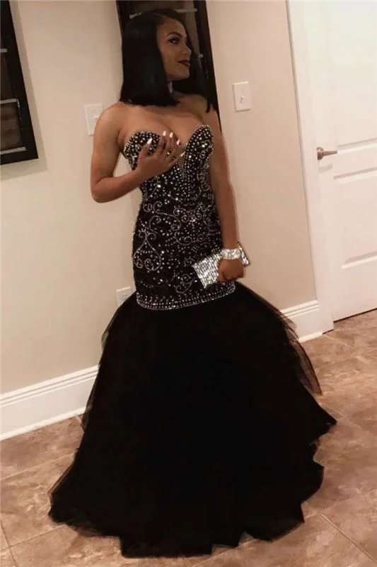 Long Sweetheart Beads Prom Dresses | Mermaid Black Sequins Cheap Formal Gowns cg10948 Long Sweetheart Beads Prom Dresses | Mermaid Black Sequins Cheap Formal Gowns cg10948