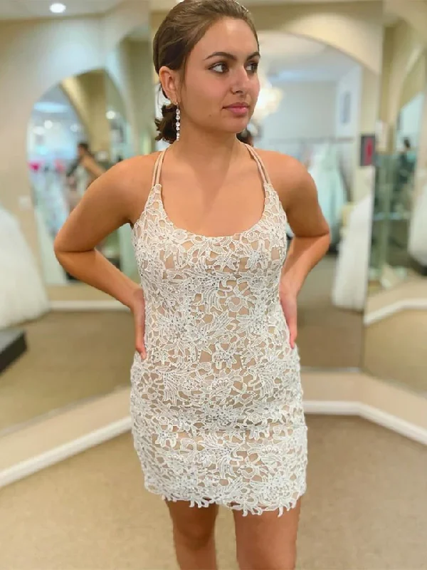 Champagne Lace Homecoming Dresses, Short Champagne Formal Graduation Evening Dresses c3242 Champagne Lace Homecoming Dresses, Short Champagne Formal Graduation Evening Dresses c3242