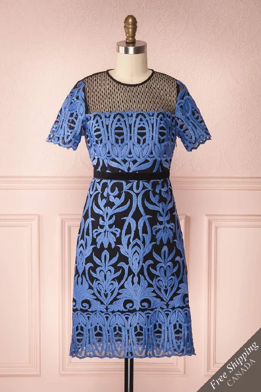 Ann-Maxime | Blue Embroidered Dress