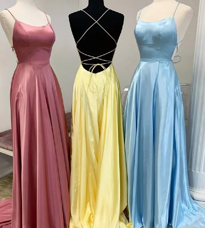 SIMPLE SATIN LONG PROM DRESS EVENING DRESS  cg10461