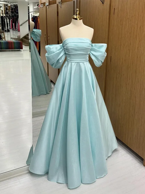 A Line Off Shoulder Satin Blue Long Prom Dresses, Off The Shoulder Blue Satin Long Formal Evening Dresses Turtleneck Warm Winter A Line Off Shoulder Satin Blue Long Prom Dresses, Off The Shoulder Blue Satin Long Formal Evening Dresses Turtleneck Warm Winter
