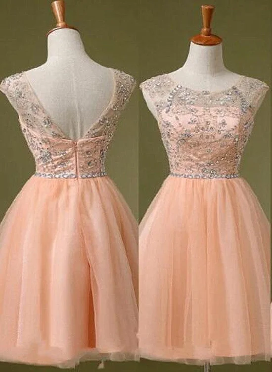 Adorable Pearl Pink Beaded Knee Length Party Dress, Pink Tulle Homecoming Dress Tunics Review highly Adorable Pearl Pink Beaded Knee Length Party Dress, Pink Tulle Homecoming Dress Tunics Review highly
