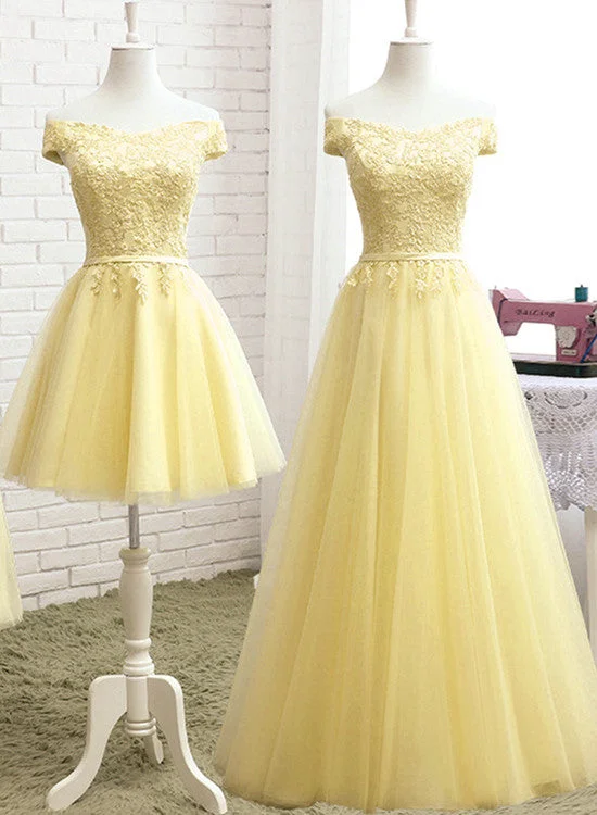 Fashion Light Yellow Tulle Off Shoulder Party Dress, Short Prom Dress, Homecoming Dress Turtleneck Warm Winter Fashion Light Yellow Tulle Off Shoulder Party Dress, Short Prom Dress, Homecoming Dress Turtleneck Warm Winter
