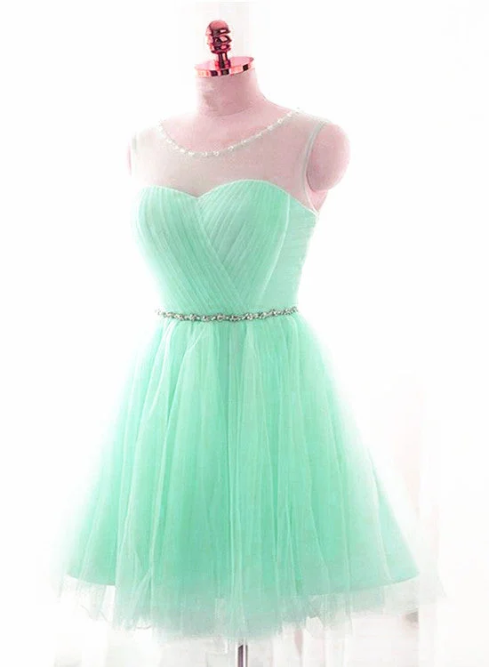 Mint Green Tulle Round Beaded Tulle Party Dress, Short Prom Dress Homecoming Dress Tunics Vintage classic Mint Green Tulle Round Beaded Tulle Party Dress, Short Prom Dress Homecoming Dress Tunics Vintage classic
