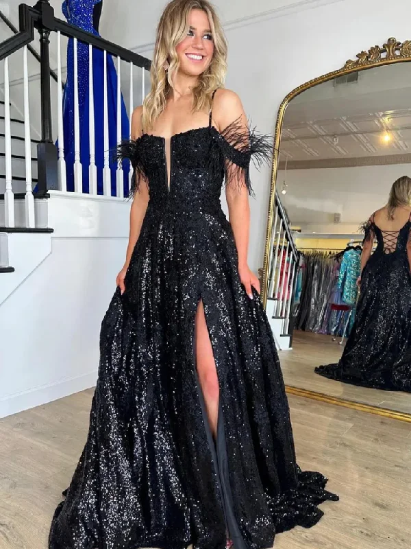 Off Shoulder Black Lace Prom Dresses, Off the Shoulder Black Lace Sequins Formal Evening Dresses sweetheart Neckline Romantic Off Shoulder Black Lace Prom Dresses, Off the Shoulder Black Lace Sequins Formal Evening Dresses sweetheart Neckline Romantic