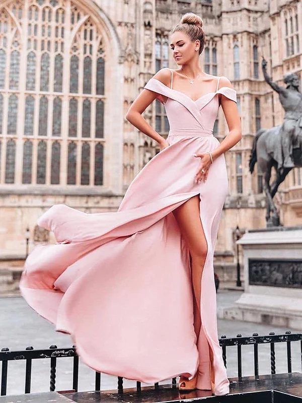 Off the Shoulder Pink Floor Length Prom Dresses Long, Pink Long Off Shoulder Bridesmaid Evening Dresses Tunics Seasonal trendy Off the Shoulder Pink Floor Length Prom Dresses Long, Pink Long Off Shoulder Bridesmaid Evening Dresses Tunics Seasonal trendy