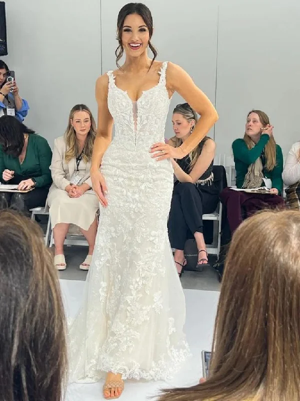 V Neck Mermaid White Lace Long Prom Dresses, V Neck Mermaid White Lace Long Formal Evening Dresses Tunics Chic fashionable V Neck Mermaid White Lace Long Prom Dresses, V Neck Mermaid White Lace Long Formal Evening Dresses Tunics Chic fashionable