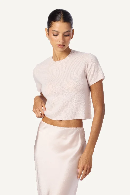 CHARLESTON RELAXED CASHMERE CREWNECK TEE | MALLOW Chenille Blend Fleece Blend Nylon Blend CHARLESTON RELAXED CASHMERE CREWNECK TEE | MALLOW Chenille Blend Fleece Blend Nylon Blend