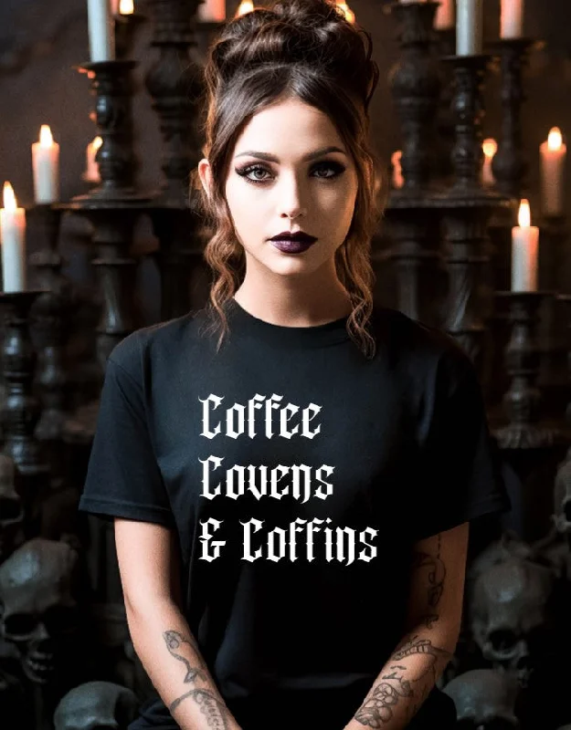 Coffee, covens & Coffins T-Shirt Mesh Canvas Denim