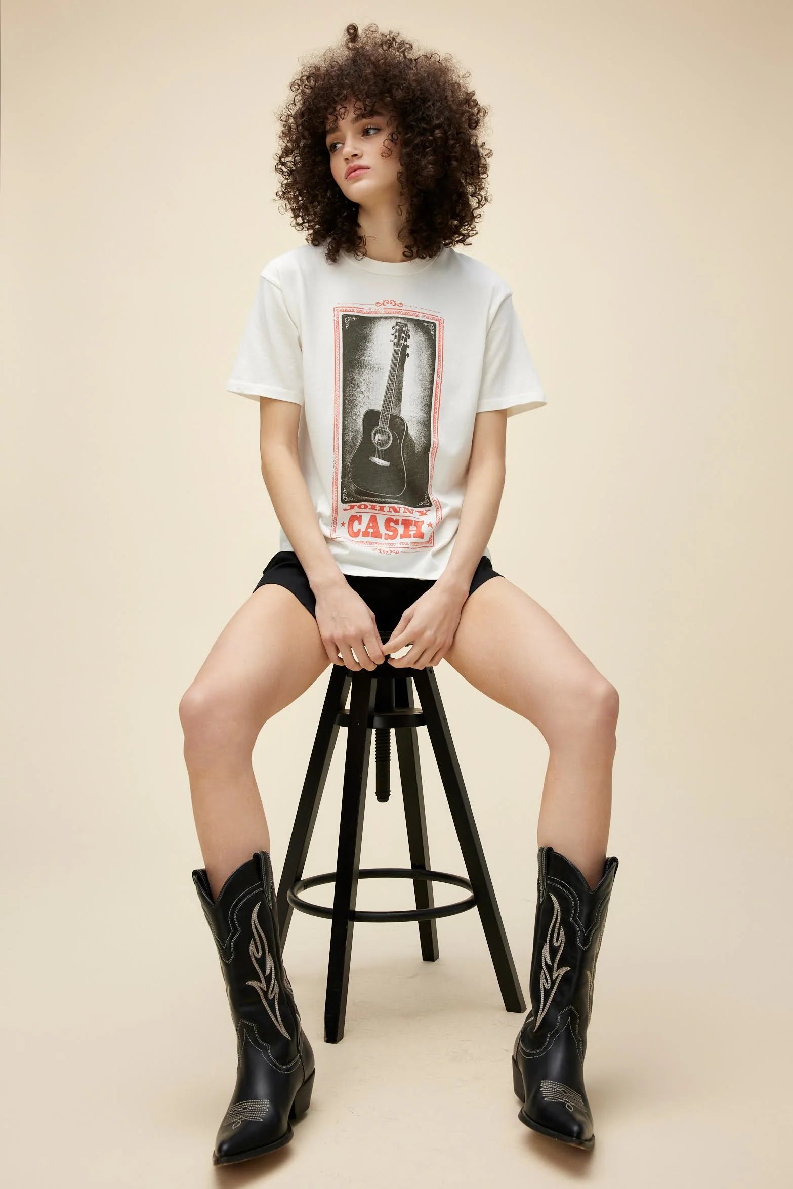 The Johnny Cash Guitar Weekend Tee by Daydreamer Notch Collar Peter Pan Collar Cowl Neck The Johnny Cash Guitar Weekend Tee by Daydreamer Notch Collar Peter Pan Collar Cowl Neck