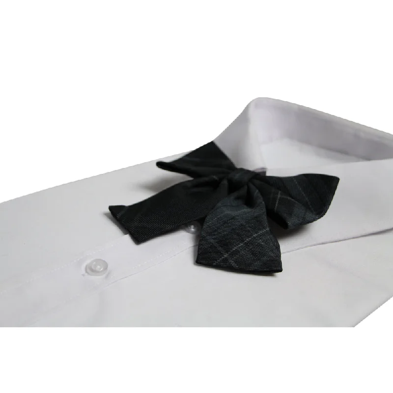 Womens Black & Greys Tarten Patterned Shirt Collar Bow Tie Embroidered Appliqued Beaded Womens Black & Greys Tarten Patterned Shirt Collar Bow Tie Embroidered Appliqued Beaded