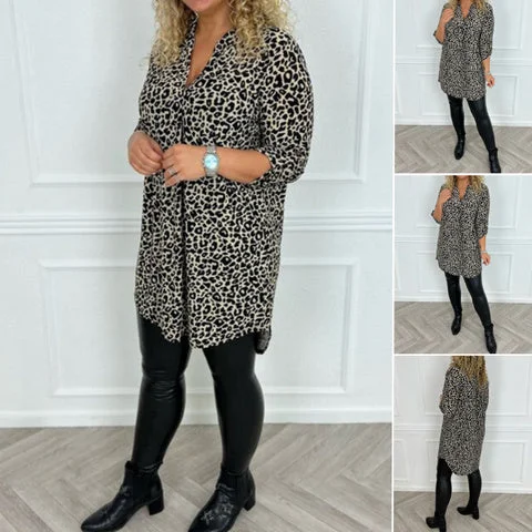 Women's Fashion Casual Leopard Print V-neck ShirtT-shirt Top Wool Fabric Cashmere Fabric Tweed Fabric Women's Fashion Casual Leopard Print V-neck ShirtT-shirt Top Wool Fabric Cashmere Fabric Tweed Fabric