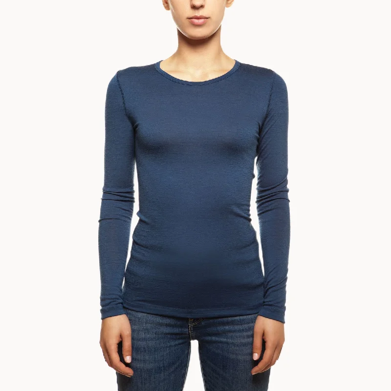 MENIQUE Long Sleeve Crew 100% Merino Wool Womens Shirt Denim Mesh Fabric Canvas Fabric Denim Fabric MENIQUE Long Sleeve Crew 100% Merino Wool Womens Shirt Denim Mesh Fabric Canvas Fabric Denim Fabric