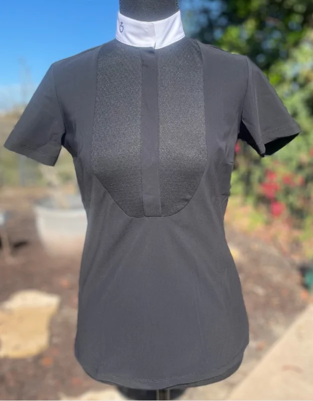 Cavalleria Toscana Lacey Drop Bib S/S Competiton Shirt Thin T-Shirt Open Front Quick Dry Cavalleria Toscana Lacey Drop Bib S/S Competiton Shirt Thin T-Shirt Open Front Quick Dry