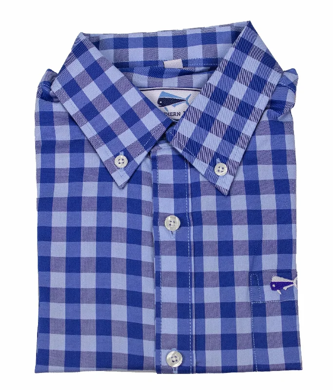 Youth Long Sleeve Woven Sport Shirt - Waffle Plaid Royal Blue Mesh Fabric Canvas Fabric Denim Fabric Youth Long Sleeve Woven Sport Shirt - Waffle Plaid Royal Blue Mesh Fabric Canvas Fabric Denim Fabric