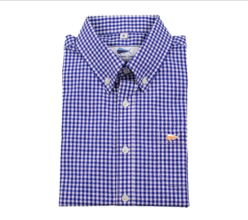 Youth Short Sleeve Woven Sport Shirt - In the Navy - Navy Gingham Front Pockets Side Pockets Patch Pockets Youth Short Sleeve Woven Sport Shirt - In the Navy - Navy Gingham Front Pockets Side Pockets Patch Pockets